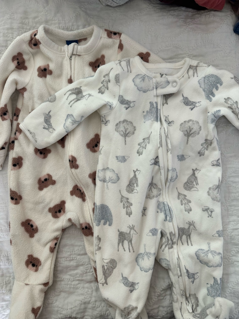 Baby 0-3 month Fleece Zip PJ Bundle